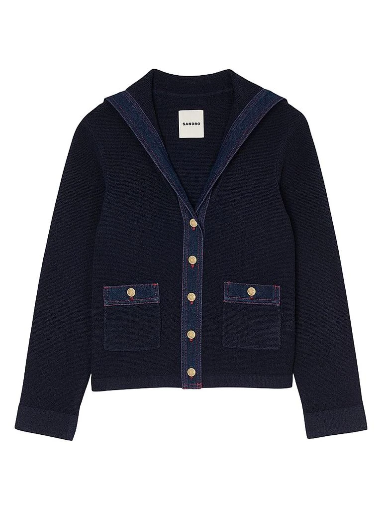 Sandro Cardigan with Denim Details 1