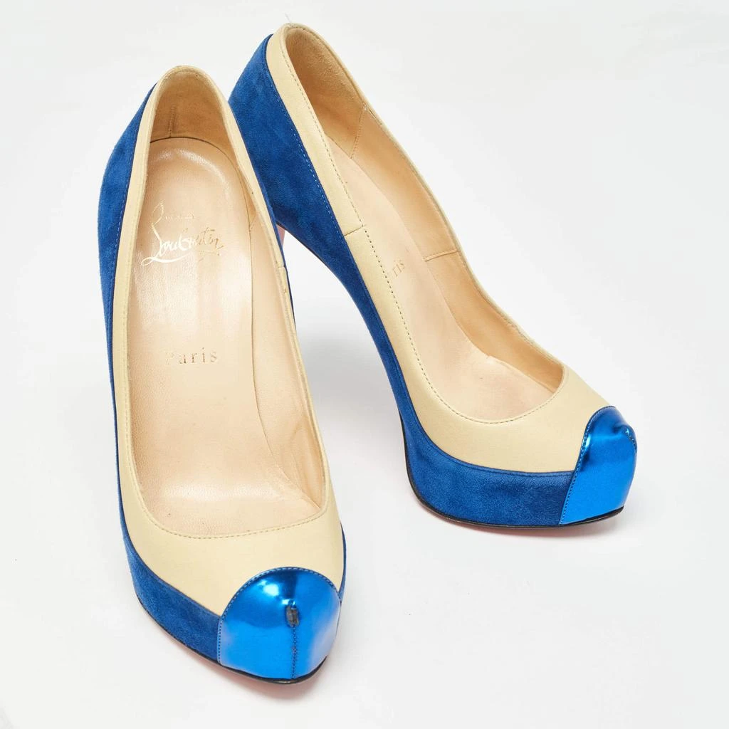 Christian Louboutin Christian Louboutin Blue/Light Yellow Suede and Leather Pumps Size 36 4