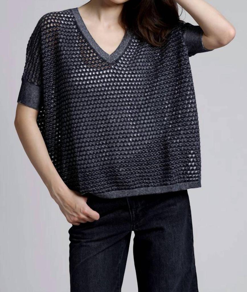 Minnie Rose Minnie Rose - Cotton Cashmere Mesh Pow-wow Sweater