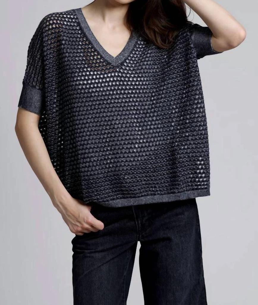 Minnie Rose Minnie Rose - Cotton Cashmere Mesh Pow-wow Sweater 1