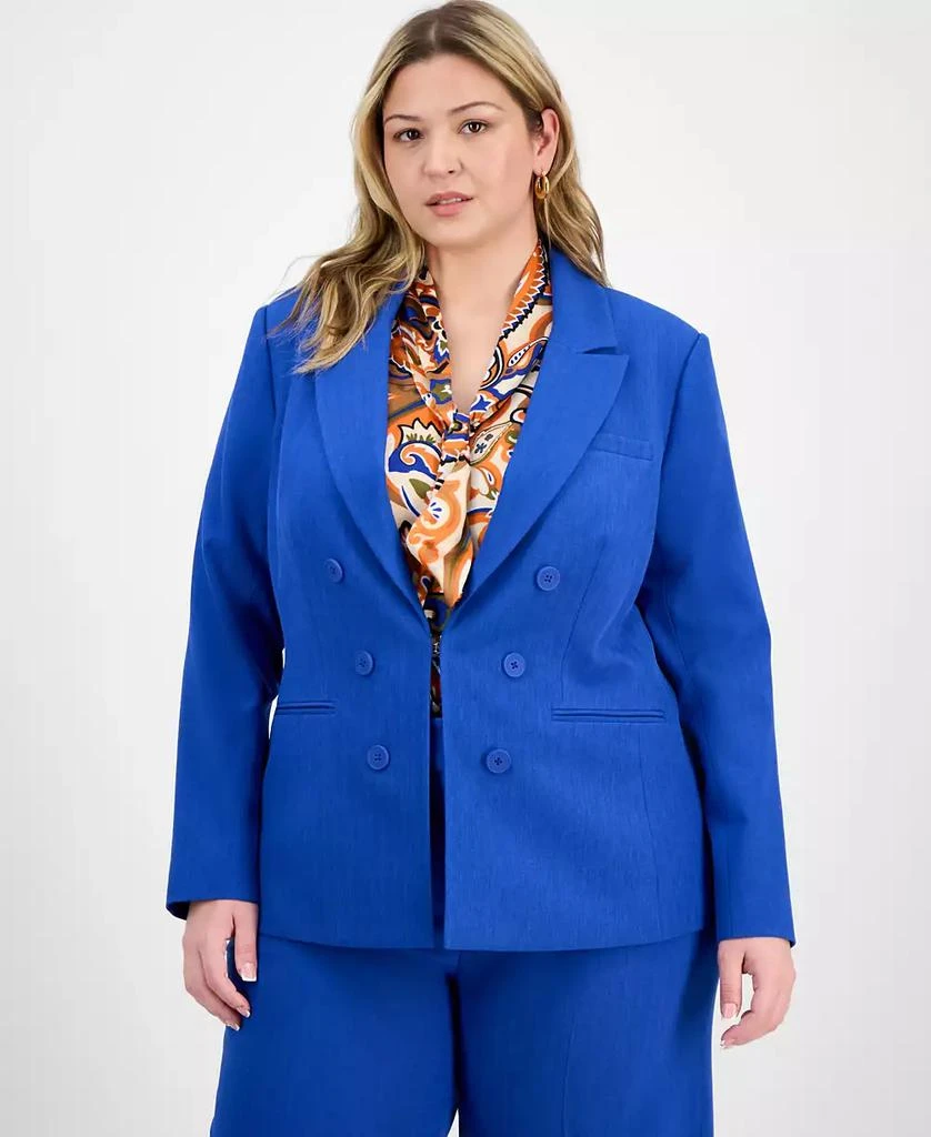 Tahari Plus Size Faux Double-Breasted Boyfriend Blazer 3