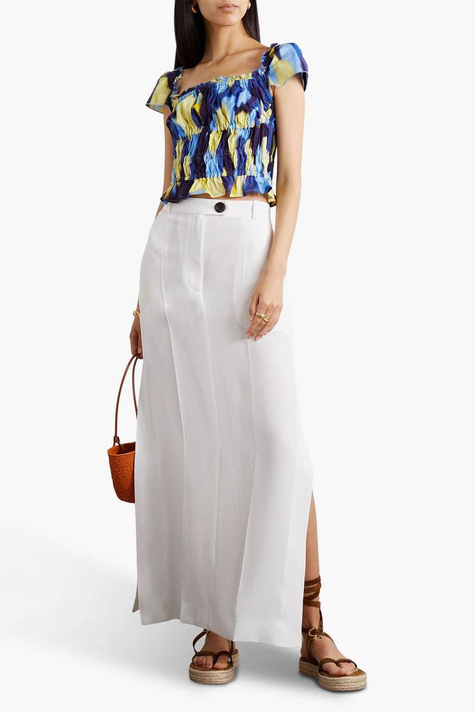 Altuzarra Darcey ruffled printed stretch-cotton poplin top