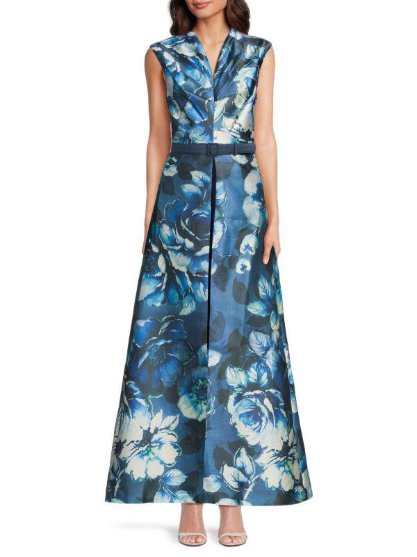 Kay Unger ​Pia Floral Jacquard Walk-Thru Jumpsuit
