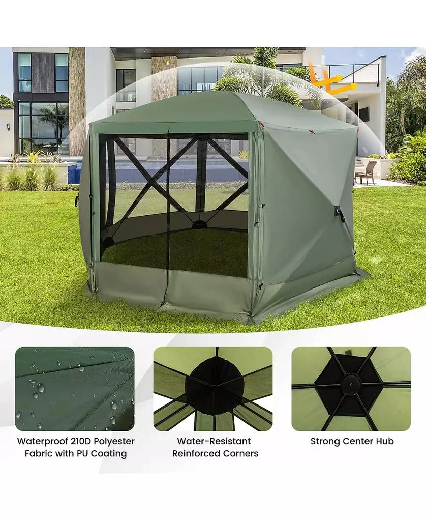 Costway 1.5 X 11.5 FT 6-Sided Pop-up Screen House Tent With 2 Wind Panels for Camping 6