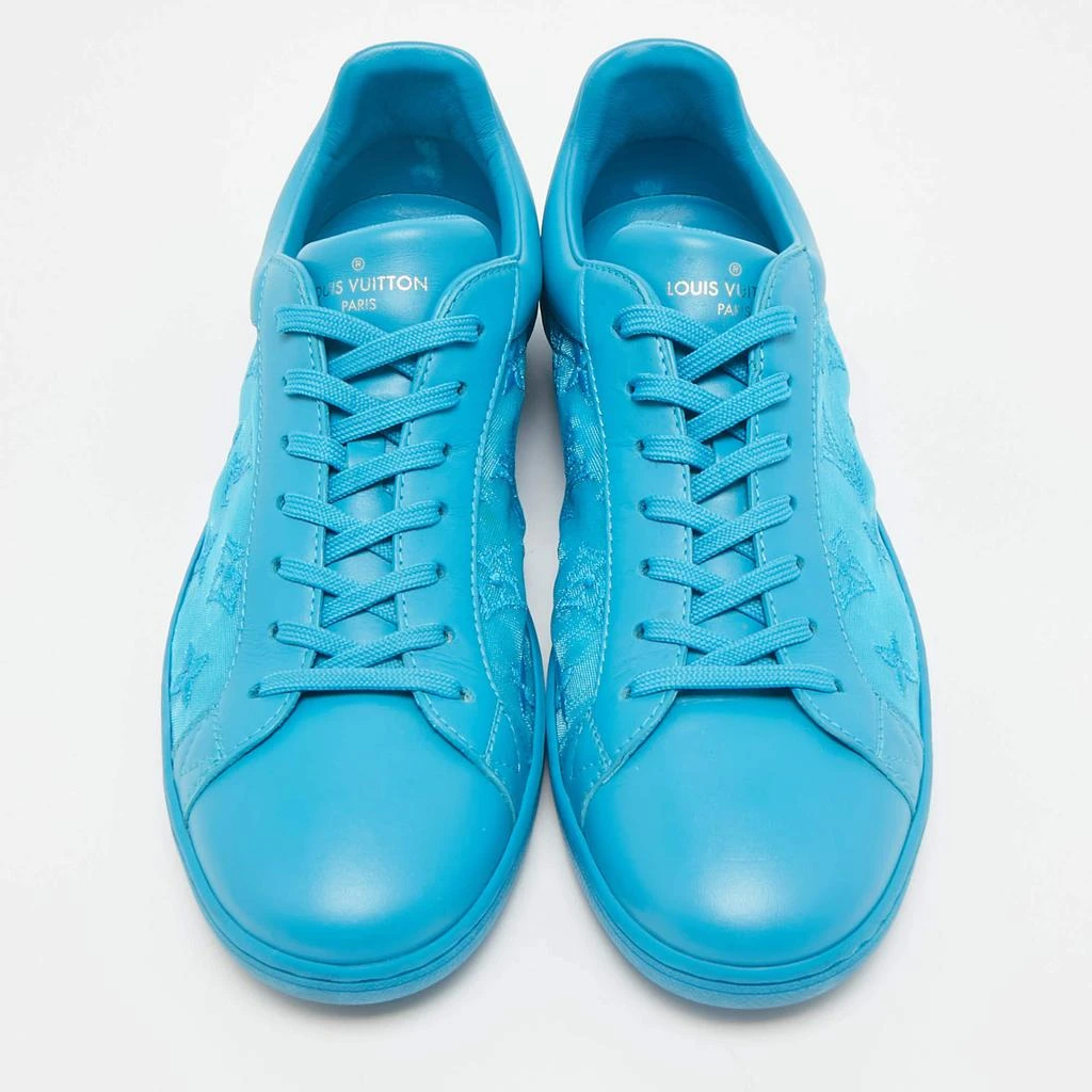 Louis Vuitton Louis Vuitton Blue Leather and Monogram Embroidered Mesh Luxembourg Sneakers Size 41 3