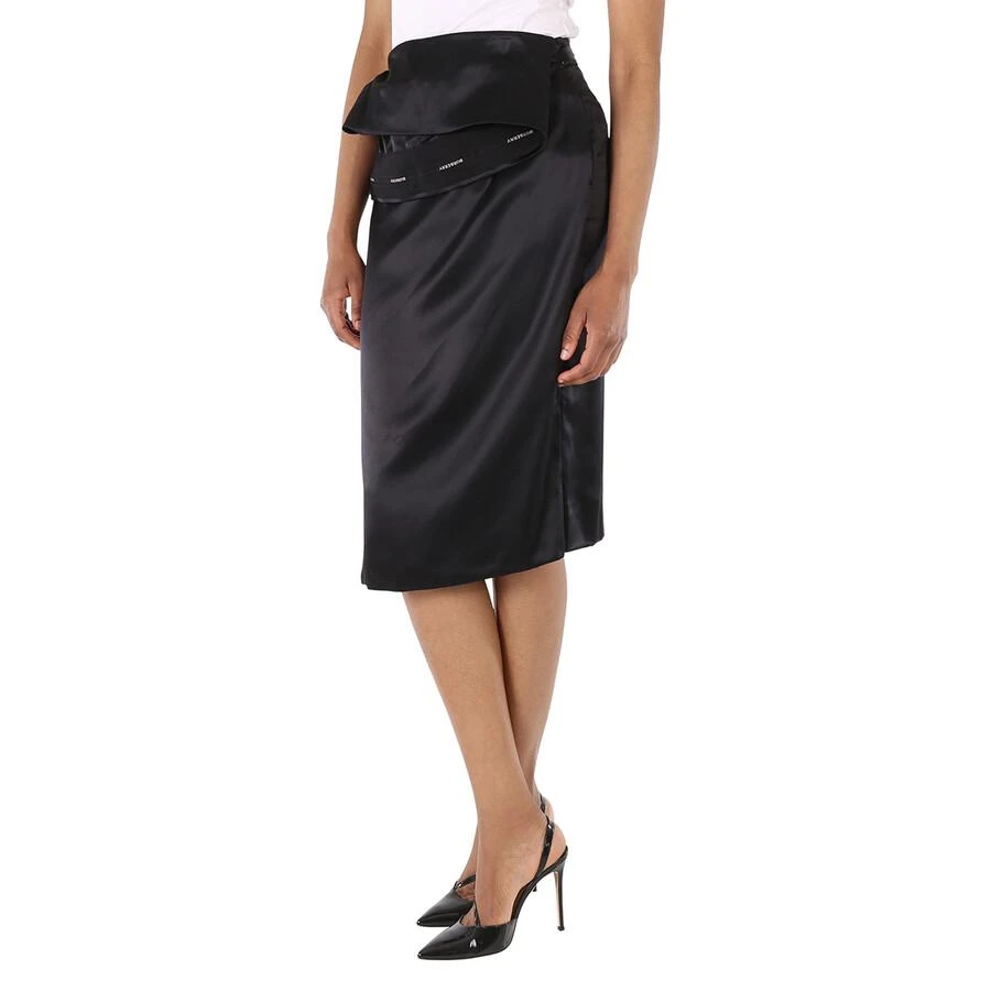 Burberry Ladies Black Silk Satin Foldover Skirt 3