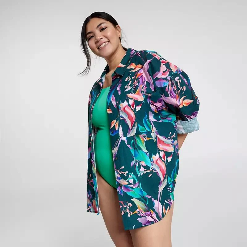 CALIA CALIA Women's Oversized Long Sleeve Button Down Cover Up 6
