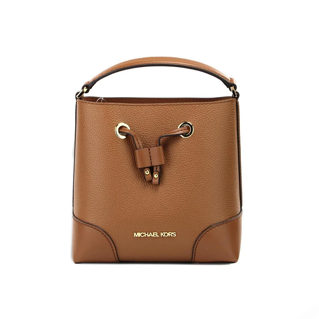 Michael Kors Mercer Small Luggage Pebbled Leather Bucket Crossbody Bag Women's Purse 1