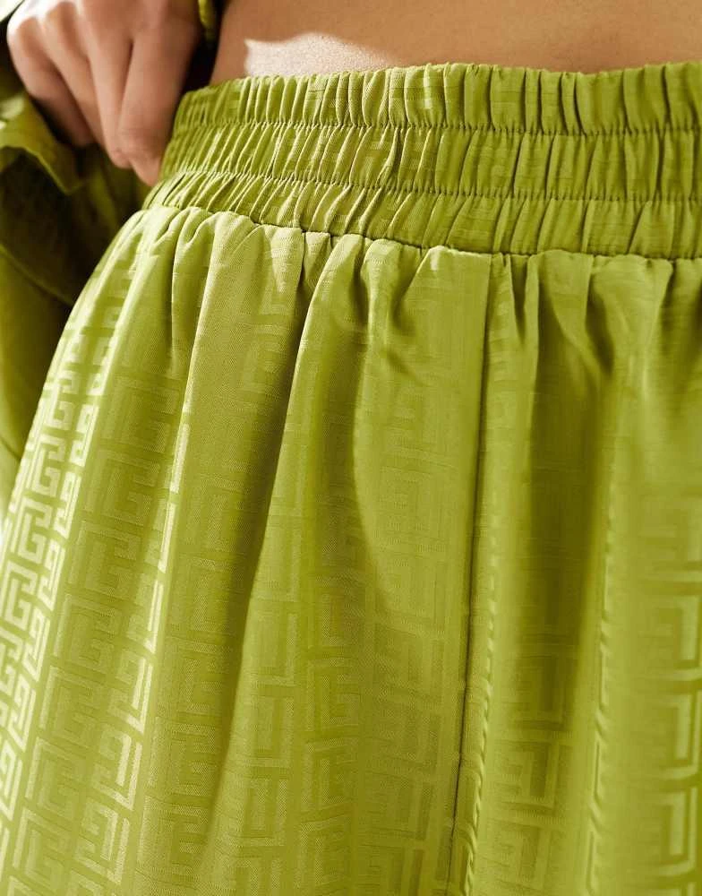 4th & Reckless 4th & Reckless satin wide leg trousers co-ord in lime 3