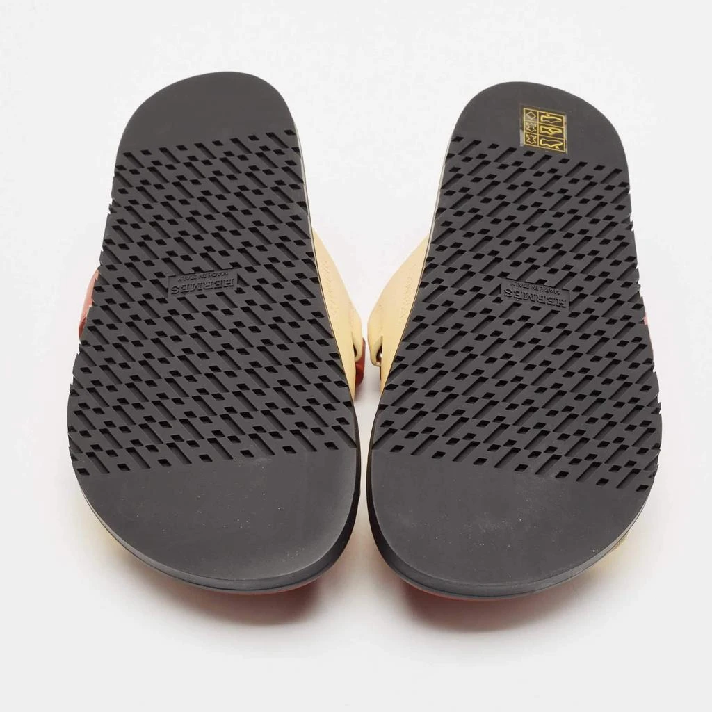 Hermes Hermes Cream/Burgundy Leather Chypre Flat Sandals Size 38 6