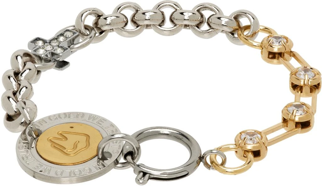 IN GOLD WE TRUST PARIS Rolo 
Crystal Chains Cross Charms Logo Bracelet 2