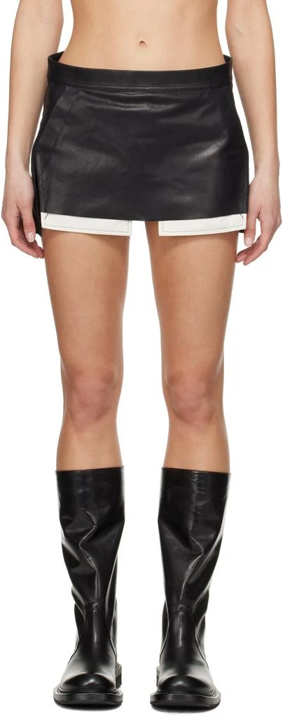 Rick Owens Black Hollywood Fog Cutoff Leather Miniskirt 1