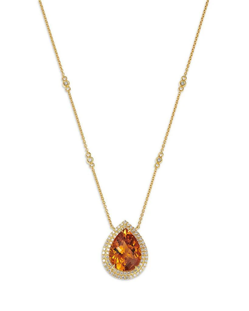 Bloomingdale
s Fine Collection Cognac Citrine 
Diamond Pear Shaped Halo Pendant Necklace in 14K Yellow Gold, 18" 1