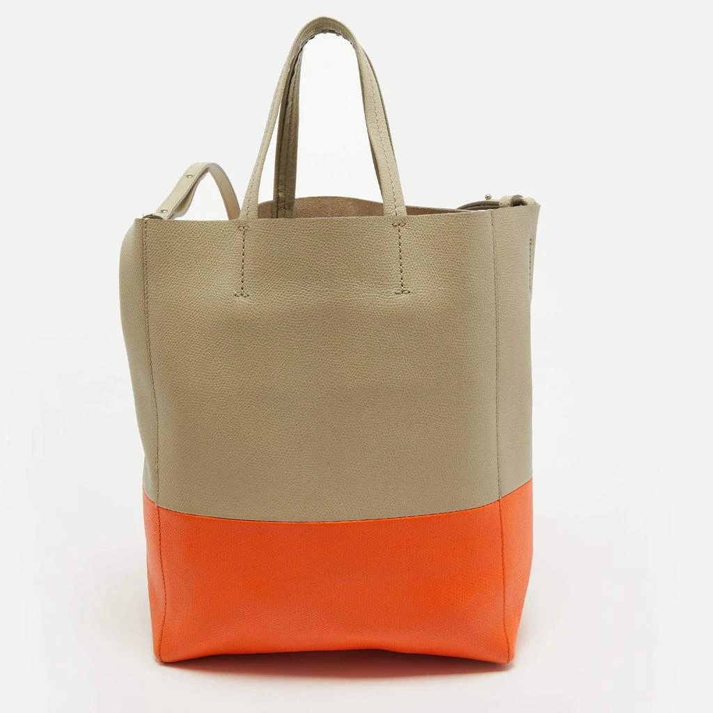 Celine Celine Beige/Orange Leather Small Vertical Cabas Tote 4