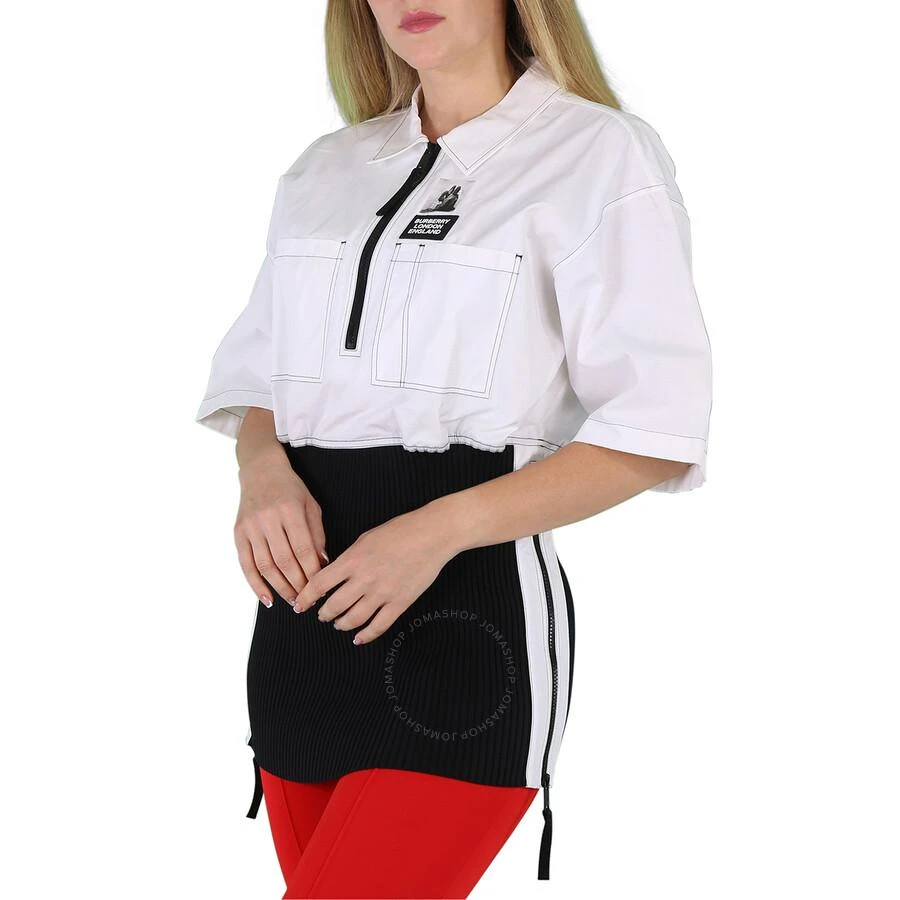Burberry Ladies Optic White Knitted Panel Short-Sleeved Shirt 3