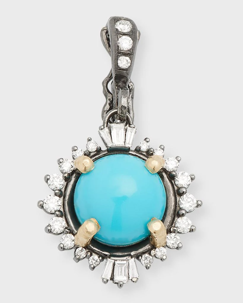 Dominique Cohen 18K Black and Yellow Gold Sleeping Beauty Turquoise and Diamond Pendant 1
