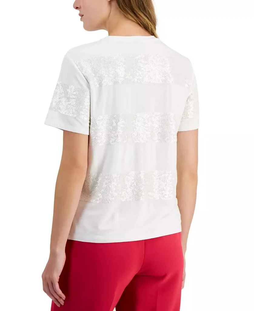 Anne Klein Women's Short-Sleeve Sequin-Striped T-Shirt 3