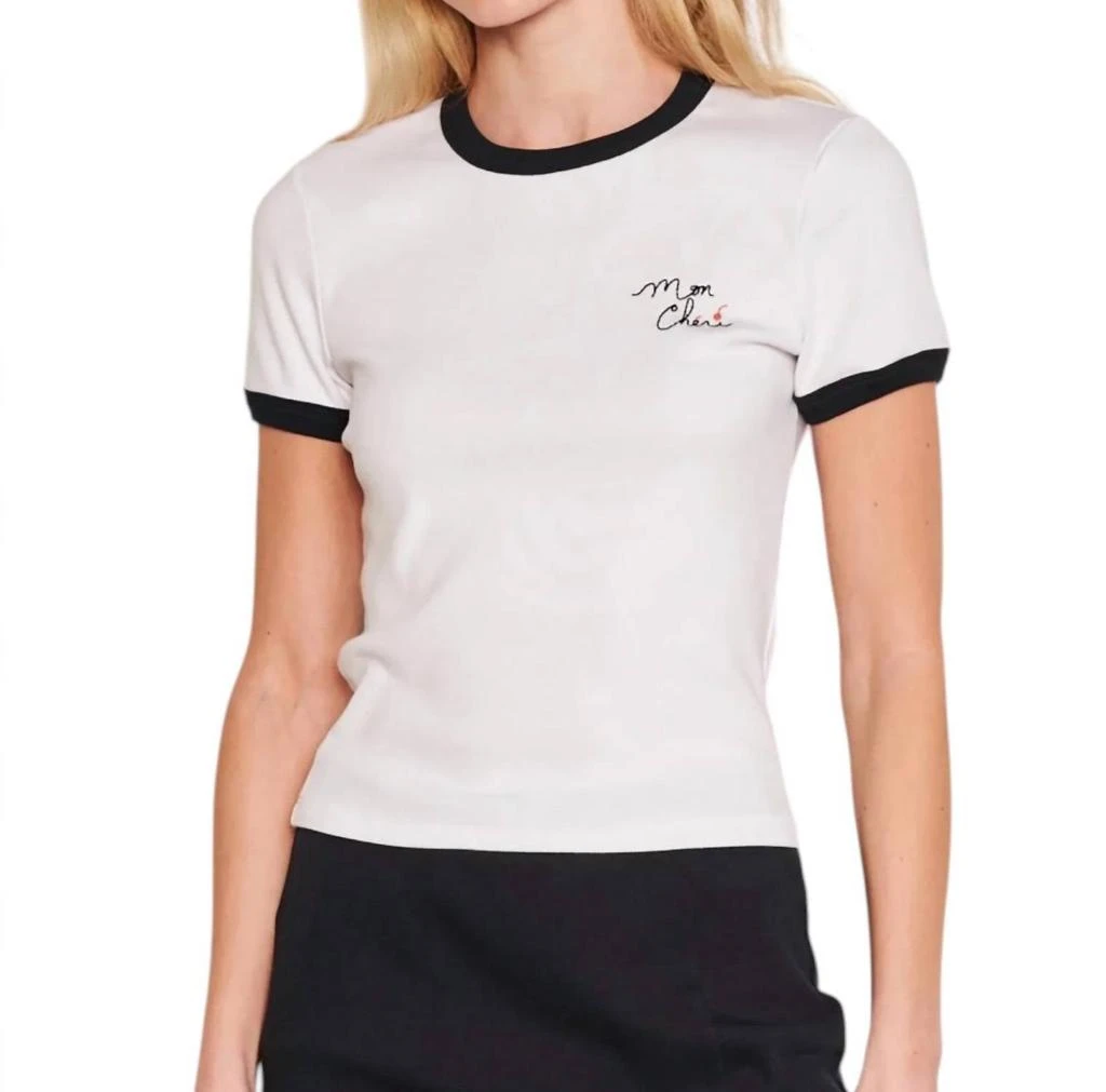 Sundry Ringer Shrunken Tee In Optic White 1