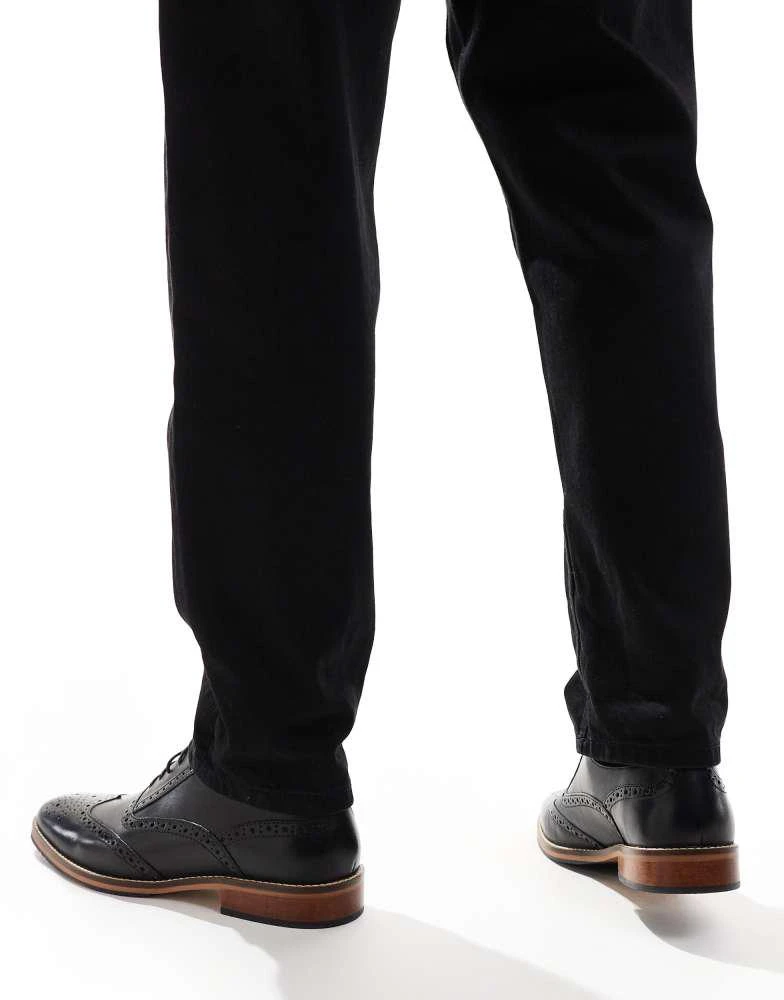 ASOS ASOS DESIGN brogue shoes in black leather with natural sole and colour details 2
