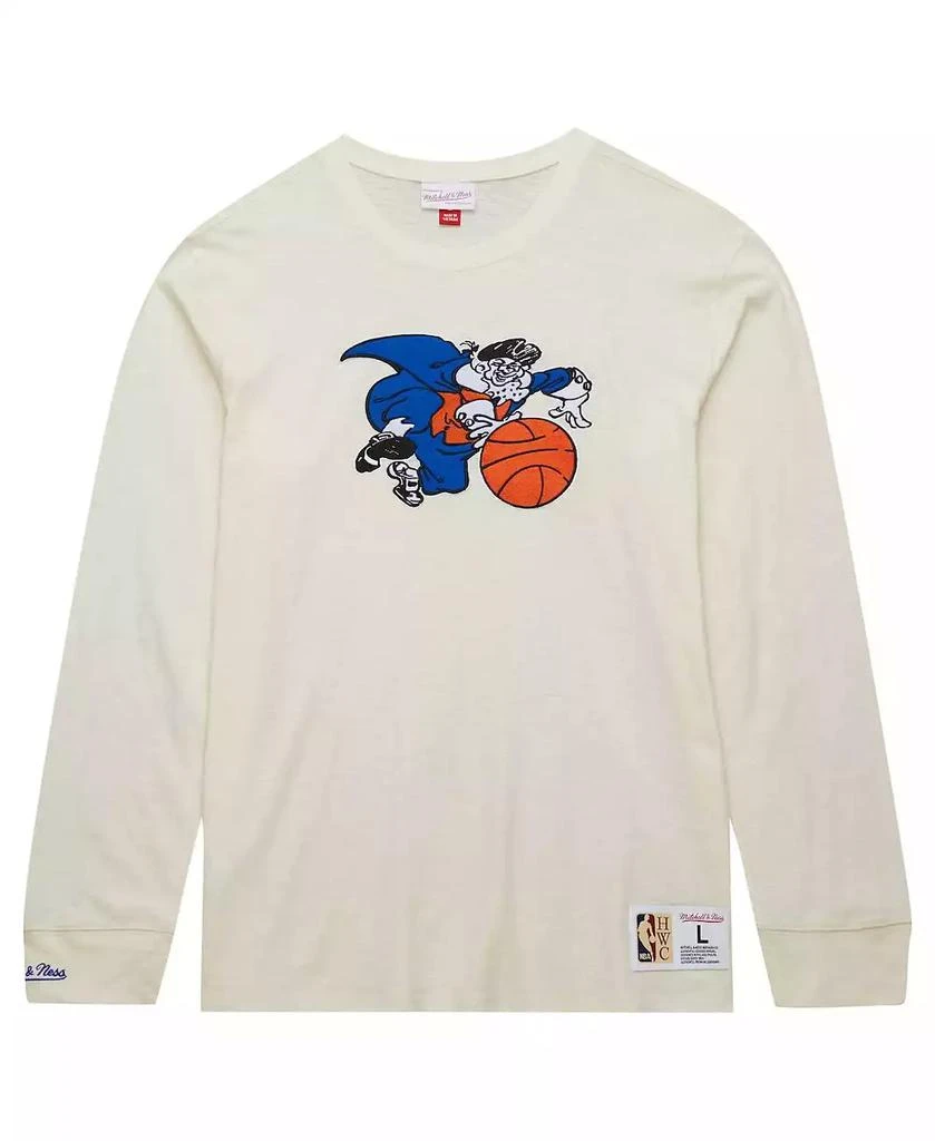 Mitchell & Ness Men's Cream New York Knicks Hardwood Classics Vintage-like Long Sleeve T-Shirt 3