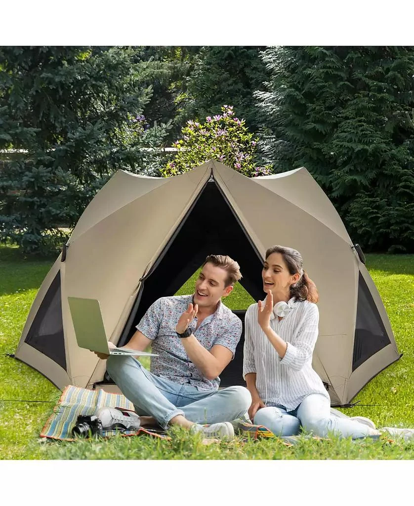 Costway Pop-up Camping Tent for 4/5/6 People with Rainfly Skylight 3 Doors 3 Windows 4