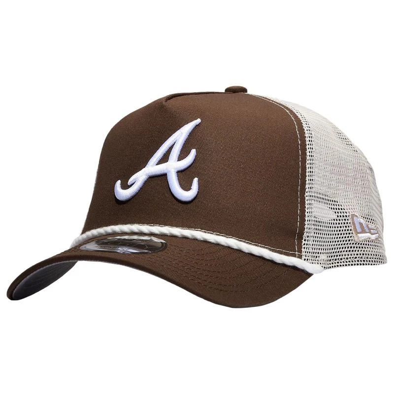 New Era New Era Atlanta Braves 9FORTY A-Frame Trucker Rope Cap - Men's 1