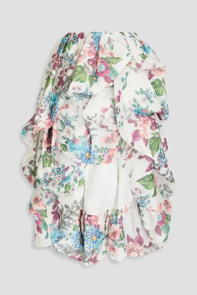Zimmermann Draped linen and silk-blend gauze midi skirt