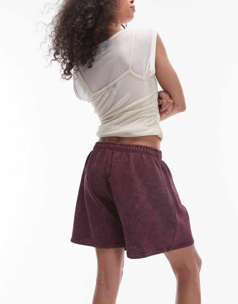 Topshop Topshop co ord graphic le sport jogger short in burgundy 3