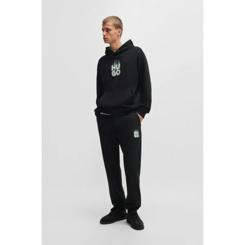 Hugo Boss Cotton-terry hoodie with stacked smoke logo print 2