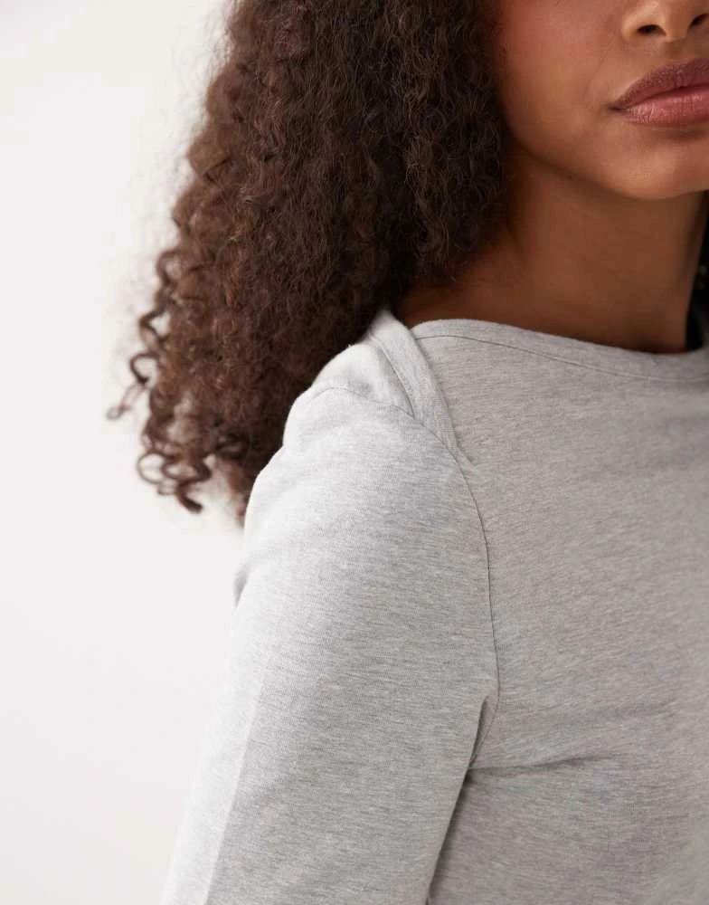 ASOS ASOS DESIGN long sleeve with boat neck top in grey 3