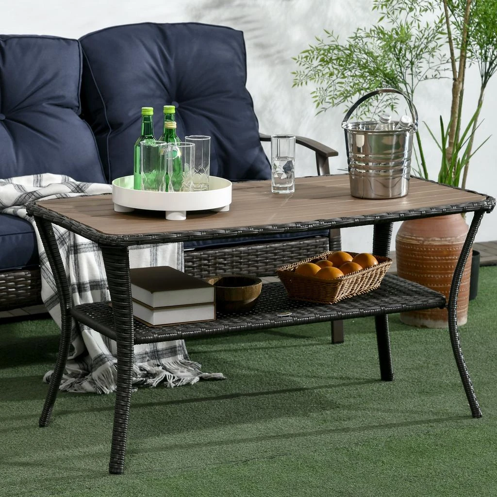 Hivvago Rattan Coffee Table with Composite Top 2