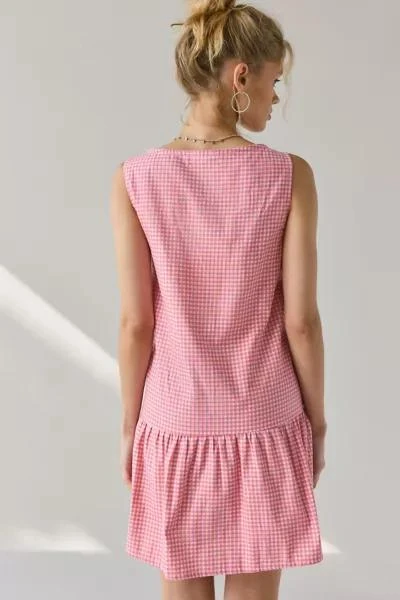 Motel Motel Margare Gingham Drop Waist Shift Mini Dress 3