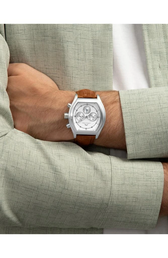 Porsamo Bleu Roman Chronograph Croc Embossed Leather Strap Watch, 42mm 2