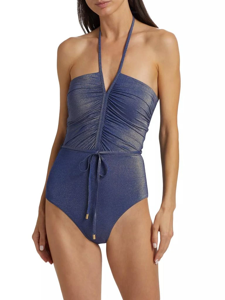 Zimmermann Wylie Metallic Halter One-Piece Swimsuit 3