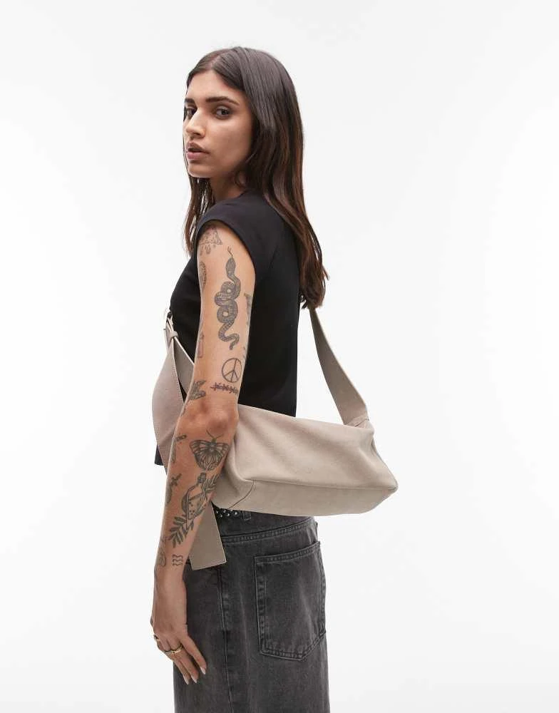 Topshop Topshop Charlie real leather crossbody bag in camel 1