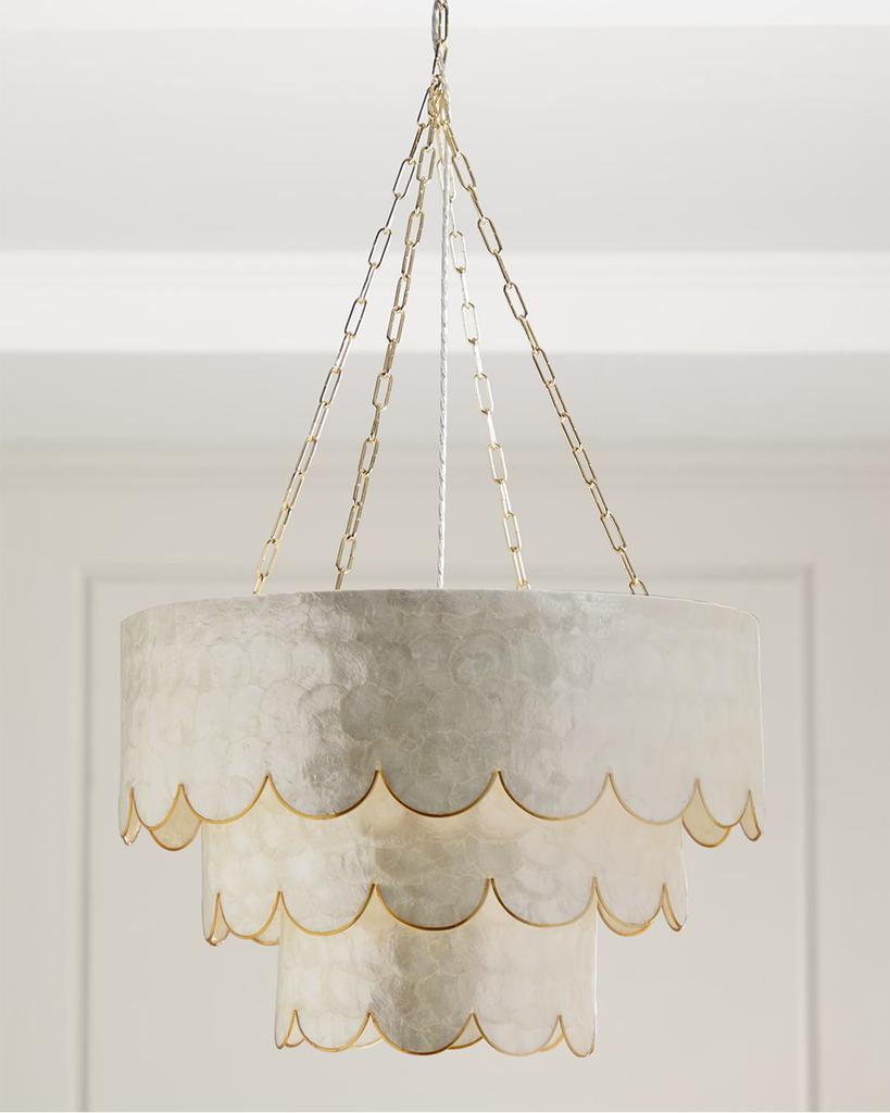 Neiman Marcus Three-Tiered Scalloped Capiz 3-Light Chandelier