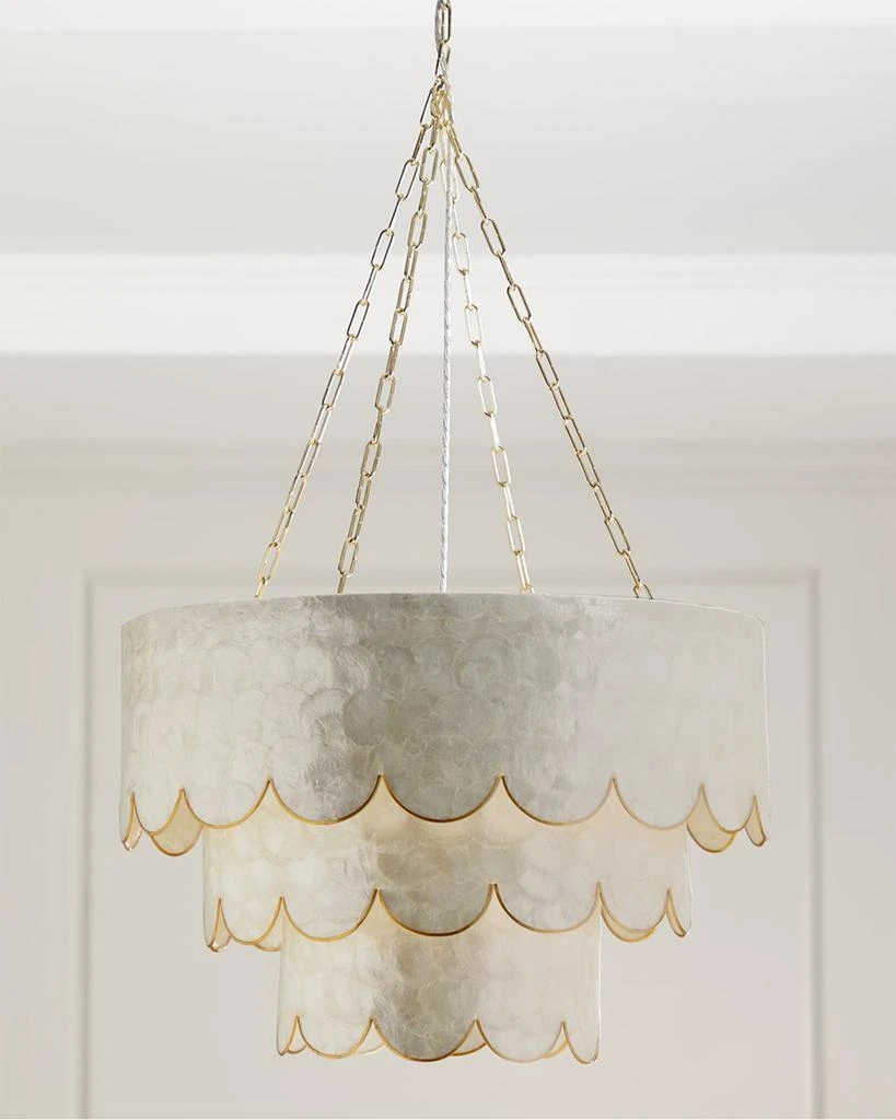 Neiman Marcus Three-Tiered Scalloped Capiz 3-Light Chandelier 1