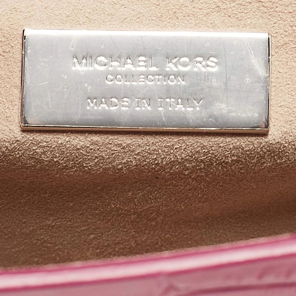 Michael Kors Michael Kors Fuchsia Croc Embossed Leather Christie Envelope Shoulder Bag 12