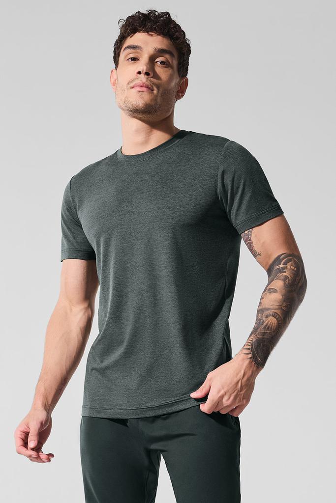 Alo Conquer Reform Crewneck Short Sleeve - Charcoal Green