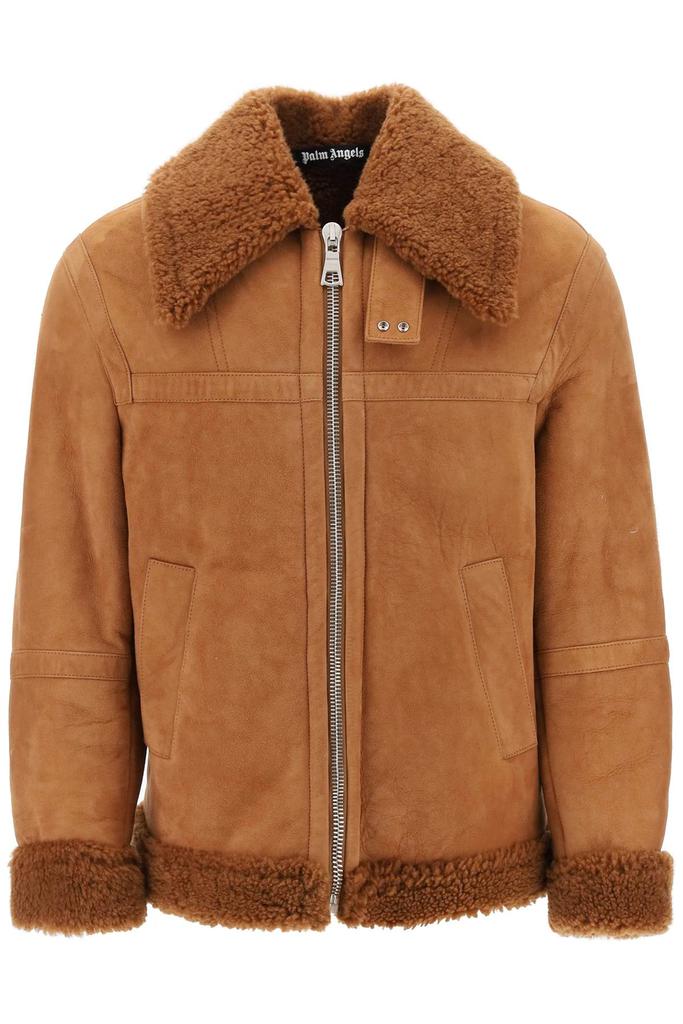PALM ANGELS university shearling jacket