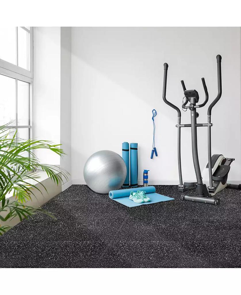 Sorbus 18 Interlocking Gym Floor Mat - 1/2" Thick Rubber Top High-Density EVA Foam (72 Sq Ft) - for Yoga, Heavy Exercise Equipment (Gray Speckled)