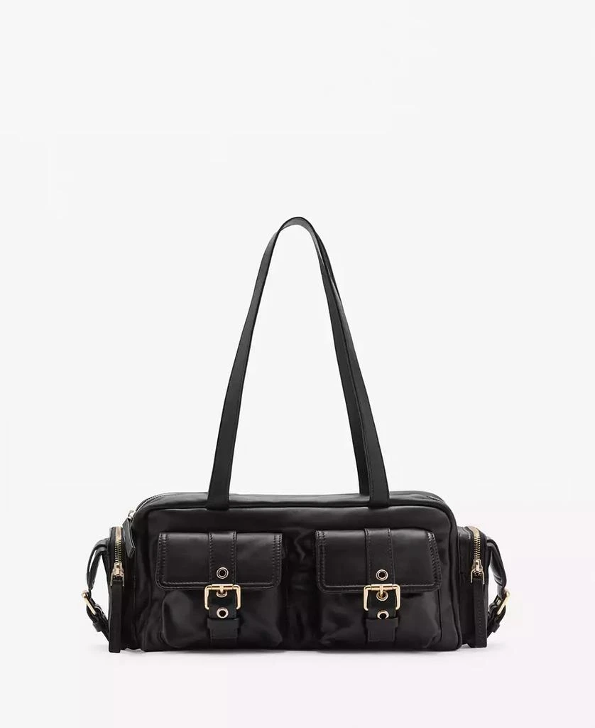 Mango Women's Pockets Detail Leather Handbag 1