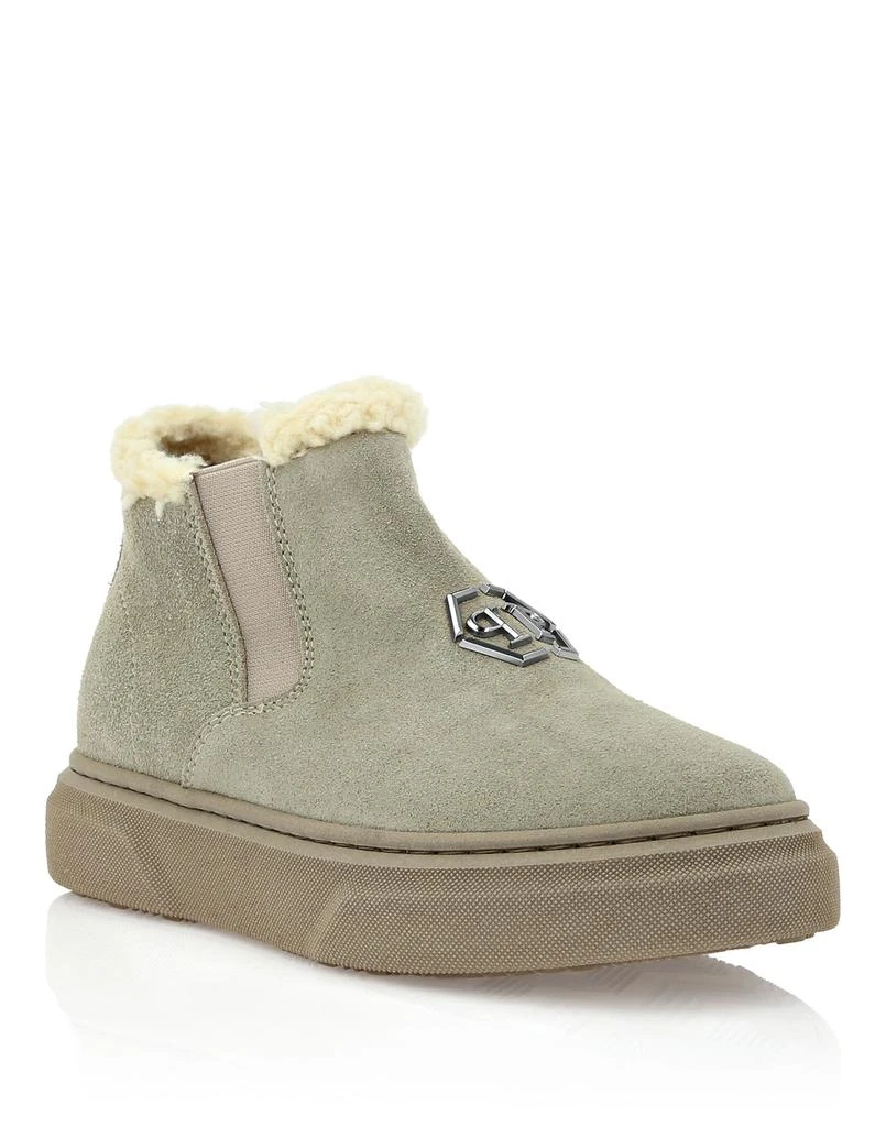 Philipp Plein Eco Shearling Suede Anckle Boots
