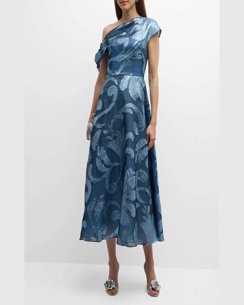 LELA ROSE Lela Rose - Evelyn Off The Shoulder Metallic Fil Coupe Midi Dress