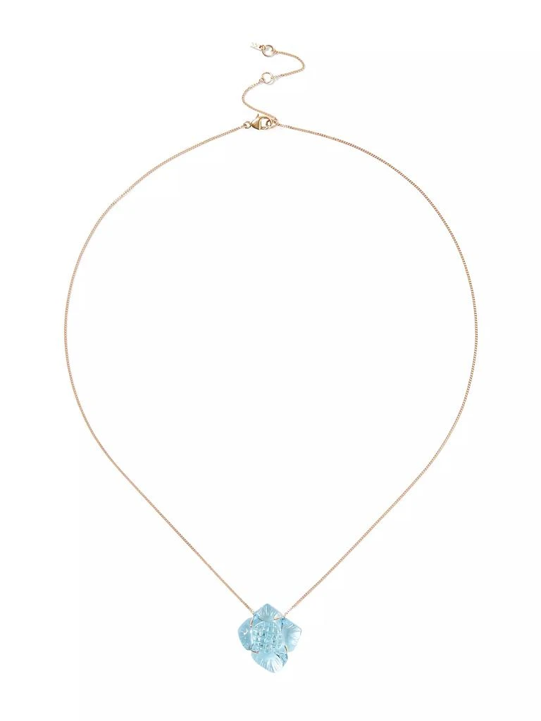 Chan Luu 14K Gold Necklace Featuring A Carved Blue Topaz Flower. 1