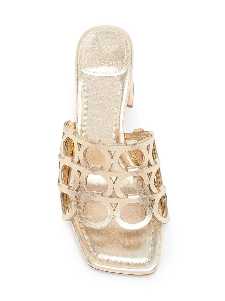 Salvatore Ferragamo Erne 55MM Cut-Out Metallic Leather Mules 4