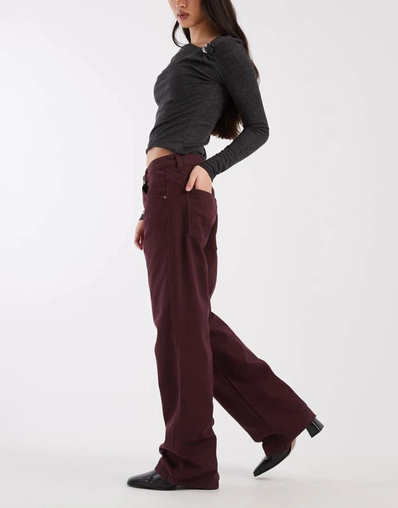 ASOS ASOS DESIGN low rise baggy jeans in burgundy 3