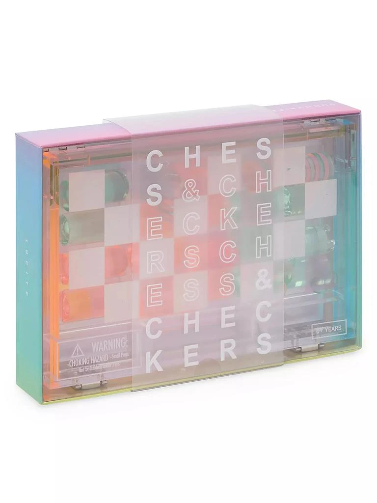 Sunnylife Game On Mini Lucite Aurora Chess & Checkers Set 5