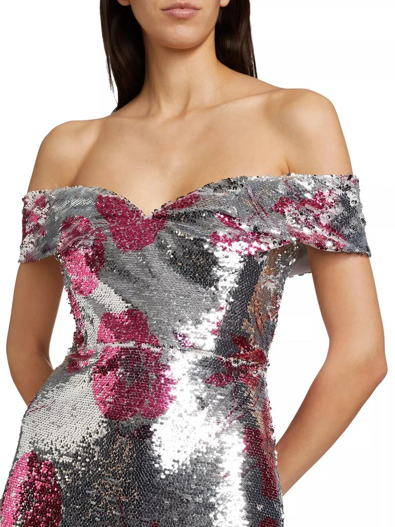 Monique Lhuillier Estelle Sequin Off-The-Shoulder Gown 7