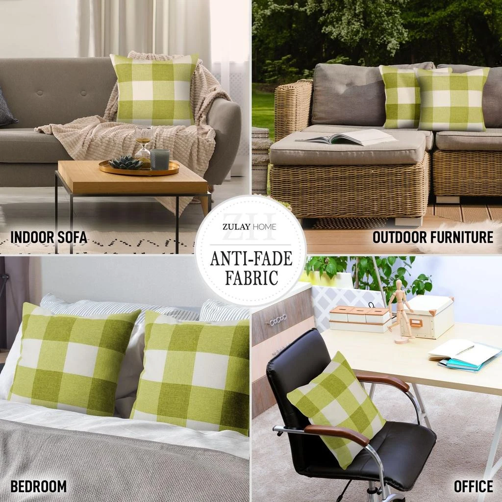 Zulay Kitchen Pack of 2 Buffalo Plaid Throw Pillow Covers 16x16 5